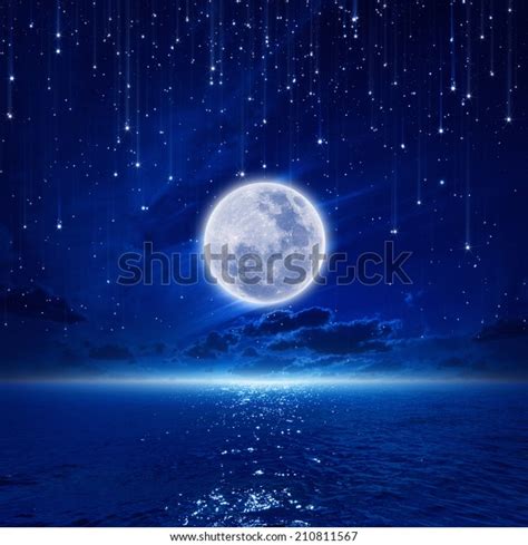 Peaceful Background Night Sky Full Moon Stock Photo 210811567