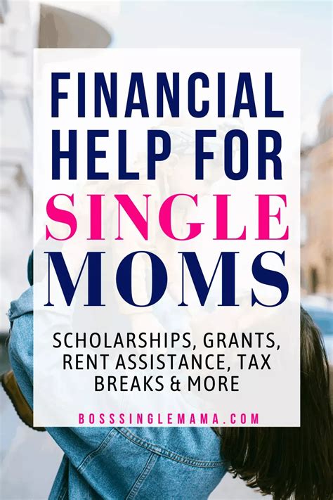 a woman with her back to the camera and text that reads financial help for single moms