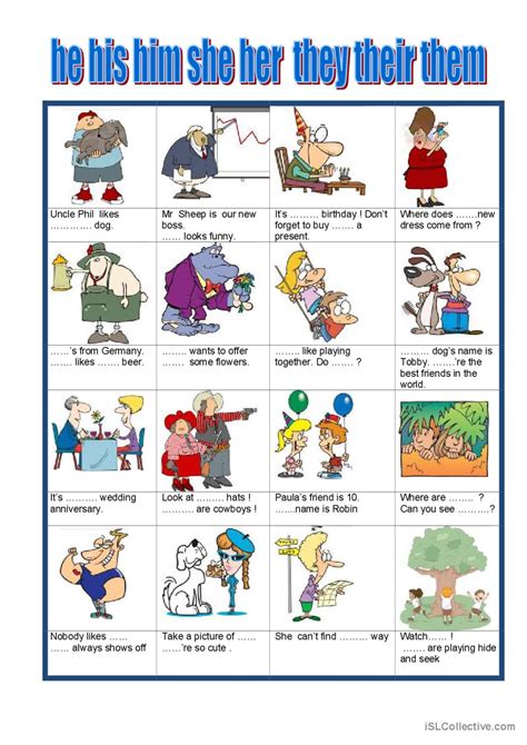 He His Him English Esl Worksheets Pdf And Doc