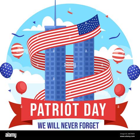 Happy Usa Patriot Day Vector Illustration With United States Flag 911