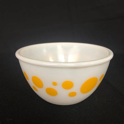 Rare Vintage Hazel Atlas Yellow Dot Milkglass Mixing Bowl Etsy