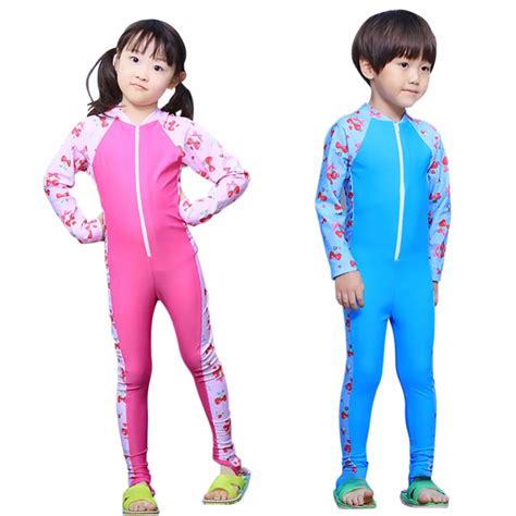 Children Wetsuits Zip Long Sleeve Kids One Piece Swimsuit Quick Dry