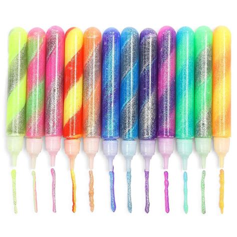72pc Glitter Glue Pen Set 12 Assorted Rainbow Color Multi Start