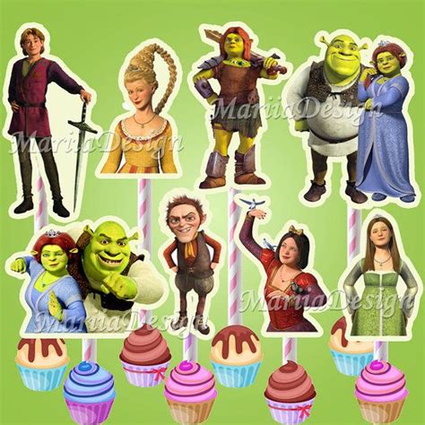 Check Out Shrek Birthday Party Characters Printable Cupcake Toppers