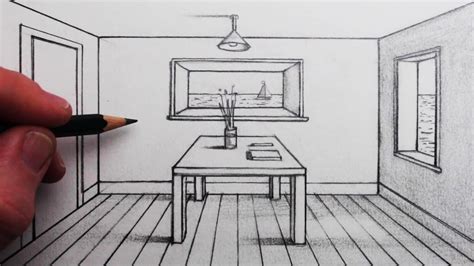 How To Draw A Room In 1 Point Perspective For Beginners Youtube