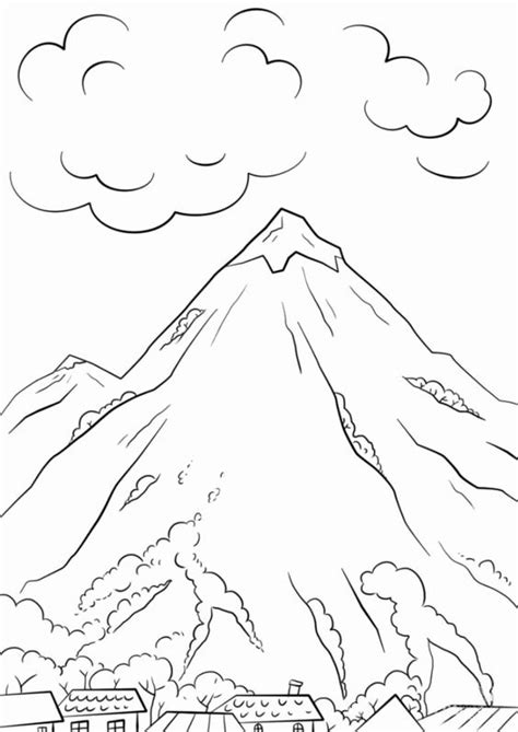 Gambar Mewarnai Gunung Untuk Anak SD, TK dan PAUD