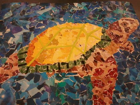 My Torn Magazine Paper Collage Art Project D Its A Sear Turtle Named