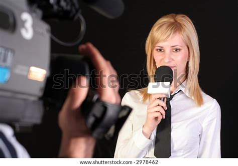 Tv Reporter Presenting News Studio Stock Photo 2978462 Shutterstock