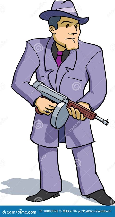 gangster with thompson submachine gun vector illustration 182800857
