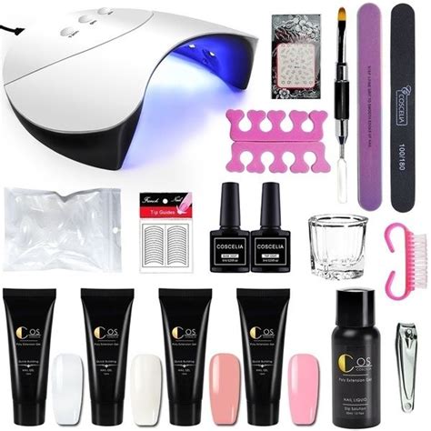 4pcs Poly Gel Kit 36w Uvled Nail Lamp Quick Nail Extension Builder Top
