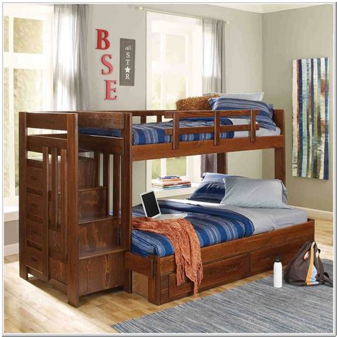 Full Twin Bunk Bed With Stairs Bedroom Home Decorating Ideas
