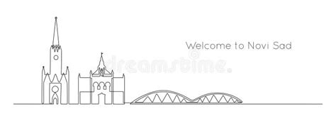 Continuous One Line Drawing Of Novi Sad City Serbian Landmarks And
