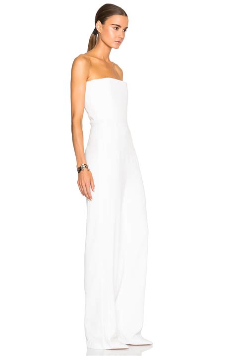 galvan london strapless jumpsuit in white lyst