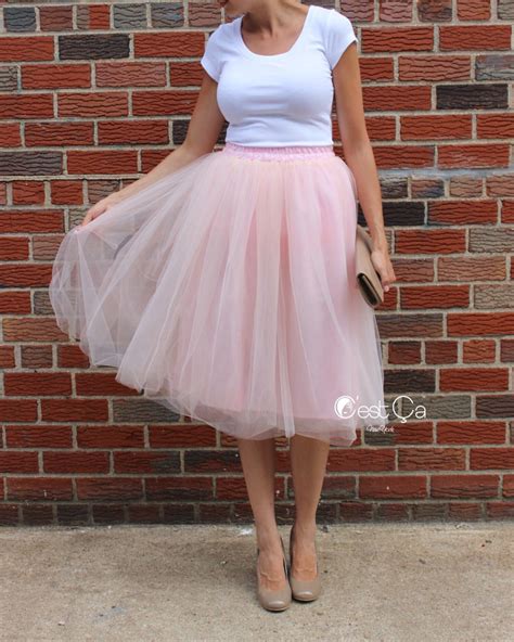 Claire Blush Pink Soft Tulle Skirt Below Knee Midi Cest Ça New York
