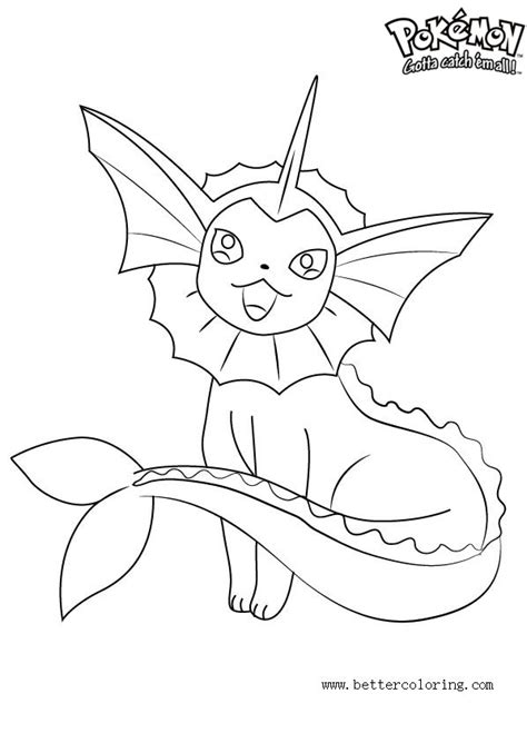Pokemon Coloring Pages Vaporeon Free Printable Coloring Pages
