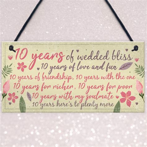 Special gifts for a 10 year anniversary. 10th Wedding Anniversary Card Gift For Husband Wife Ten Year
