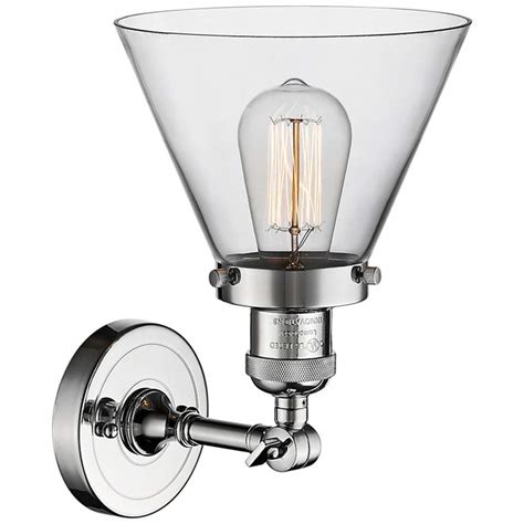Large Cone 10 High Polished Chrome Adjustable Wall Sconce 40w98