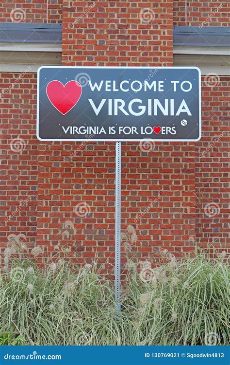 State Of Virginia Welcome Sign Stock Image Image Of Building Brick