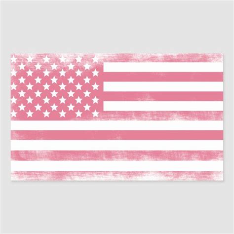 Trendy Pink Grunge American Flag Rectangular Sticker Zazzle