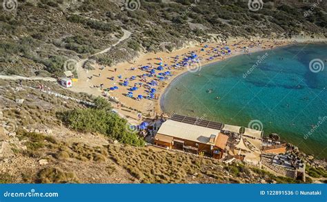 Panoramic Aerial View Of The Riviera Beach In Malta Stock Photo
