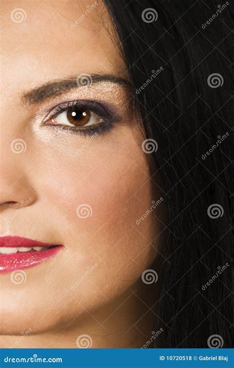 Half Face Of Beauty Woman Make Up Stock Photo Image Of Black Girl