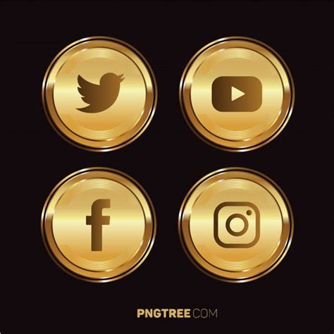 Socialsocial Mediamediaiconpackgoldengoldgold Buttongold Icon
