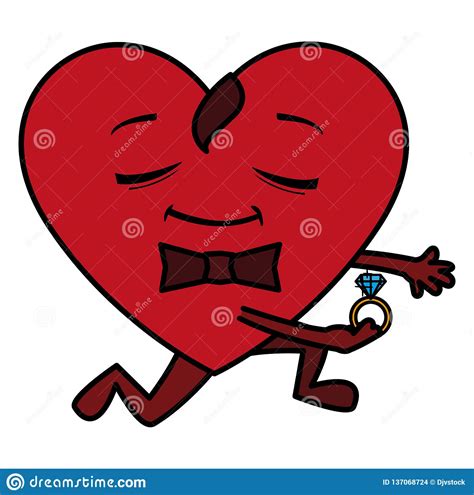 Heart With Bowtie Emoticon And Engagement Ring Stock Vector