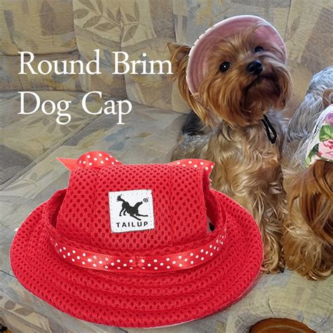Round Brim Dog Cap Pet Hat Mesh Prorous Sun Cap With Ear Holes For