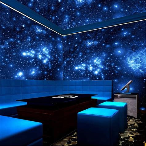 Customized Size 3d Stereo Blue Night Universe Space Shinning Stars