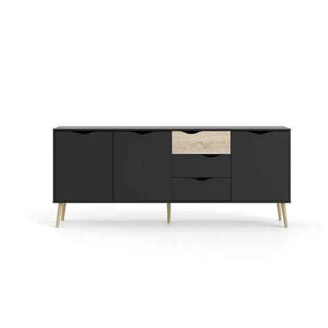 Diana Sideboard With 3 Doors And 3 Drawers Black Matte Oak Structure Tvilum 75454pgmak