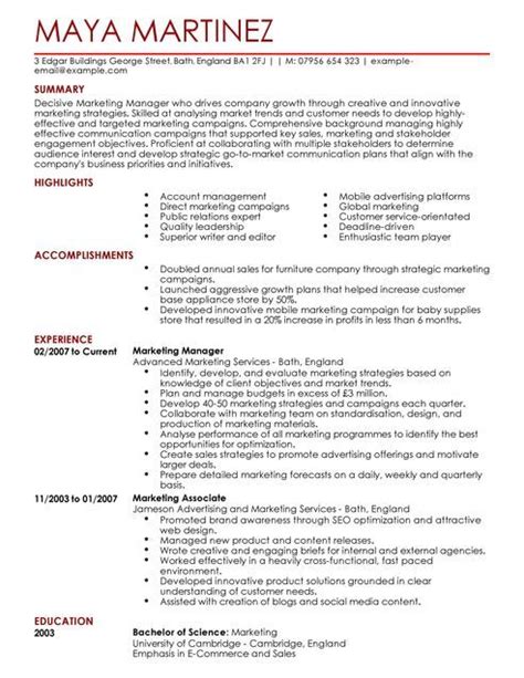 Building an attractive cv helps in increasing your chances of getting the job. Marketing Manager CV Example for Marketing | LiveCareer ...