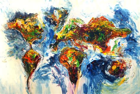 Abstract World Map Xl 1 Painting By Peter Nottrott Artmajeur