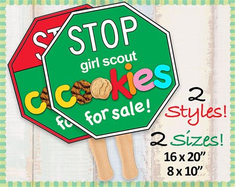Girl Scout Cookies Stop Sign Cookie Booth Printable 2 Versions Etsy