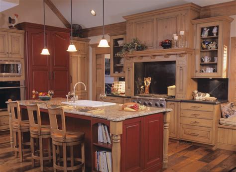 Rustic Kitchen With Red And Tan Wood Color Scheme By Drury Design