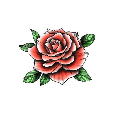 Red Vintage Rose Tattoo Icon
