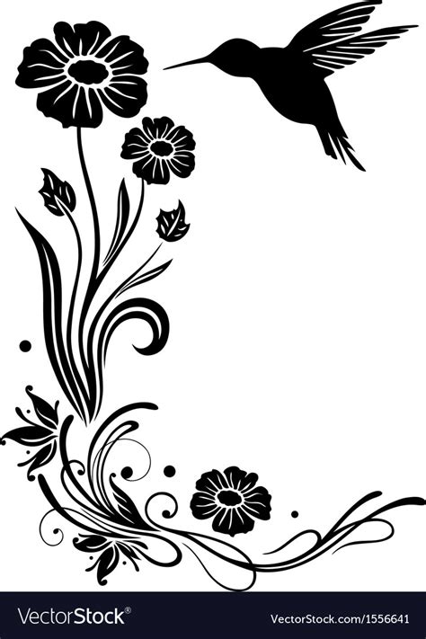 Flowers With Hummingbird Royalty Free Vector Image