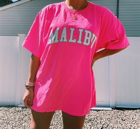 Malibu Neon Pink Comfort Colors T Shirt Cutandcropped