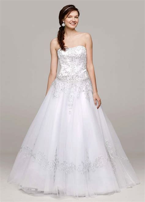 Strapless Tulle Ball Gown With Satin Bodice Davids Bridal Davids