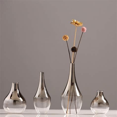 O Roselif Brand Nordic Flower Glass Vase Creative Silver Gradient Dried Insert Desktop Terrarium