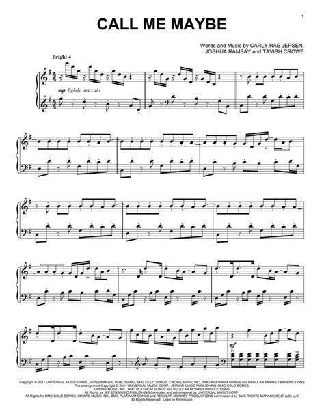 Carly Rae Jepsen Call Me Maybe Classical Version Sheet Music Notes Chords Sheet Music Notes