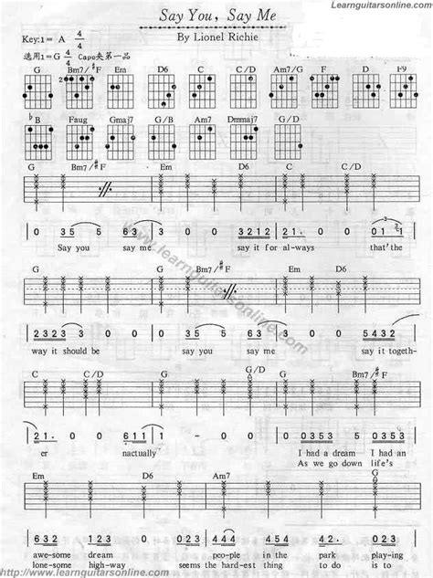 Say You Say Me By Lionel Richie Guitar Tabs Chords Sheet Music Free