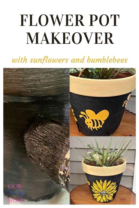 Flower Pot Makeover With Sunflower And Bumblebees
