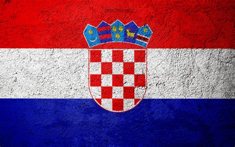 Download Wallpapers Flag Of Croatia Concrete Texture Stone Background