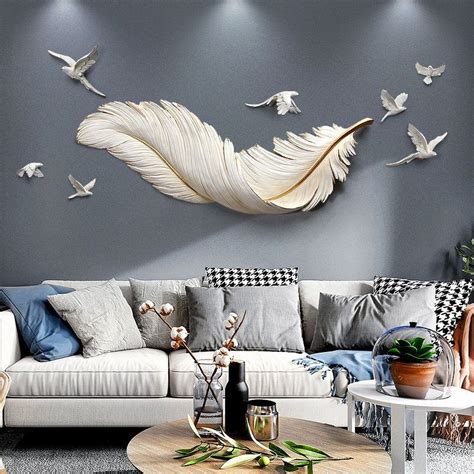 Nordic Style Frp Feather Wall Murals Decoration Radekus Feather Wall