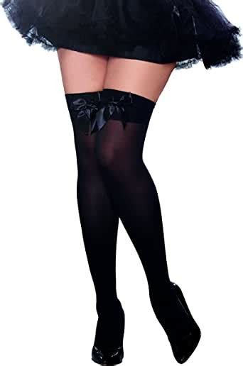 Dreamgirl Women S Bow Top Stockings Black One Size Plus Queen Clothing