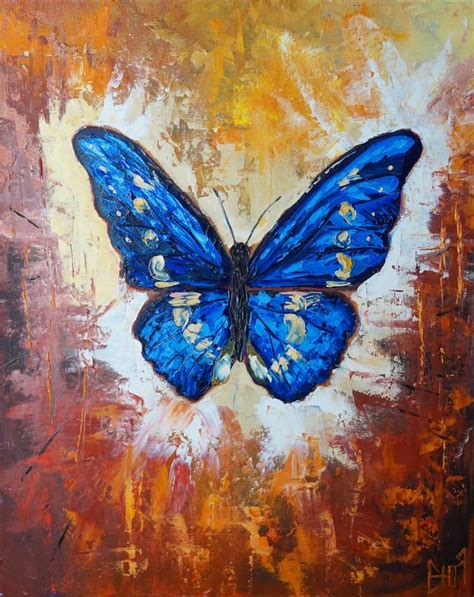 Butterfly Oil Painting On Canvas Butterfly Original Art Modern