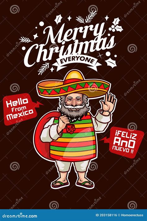 Santa Claus From Mexico Wishes Merry Christmas And Happy New Year Stock