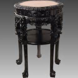 Large Antique Chinese Hand Carved Rosewood Table With Marble Top From