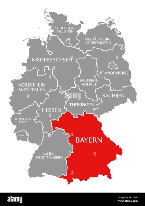 Bavaria Red Highlighted In Map Of Germany Stock Photo Alamy