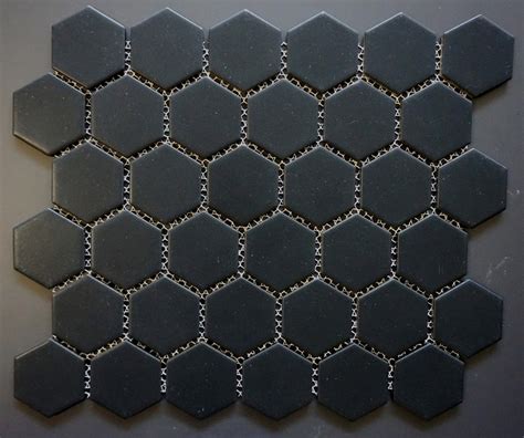 Black Matte 2 Hexagon Porcelain Mosaic Tile Roca Tile Pool Rated